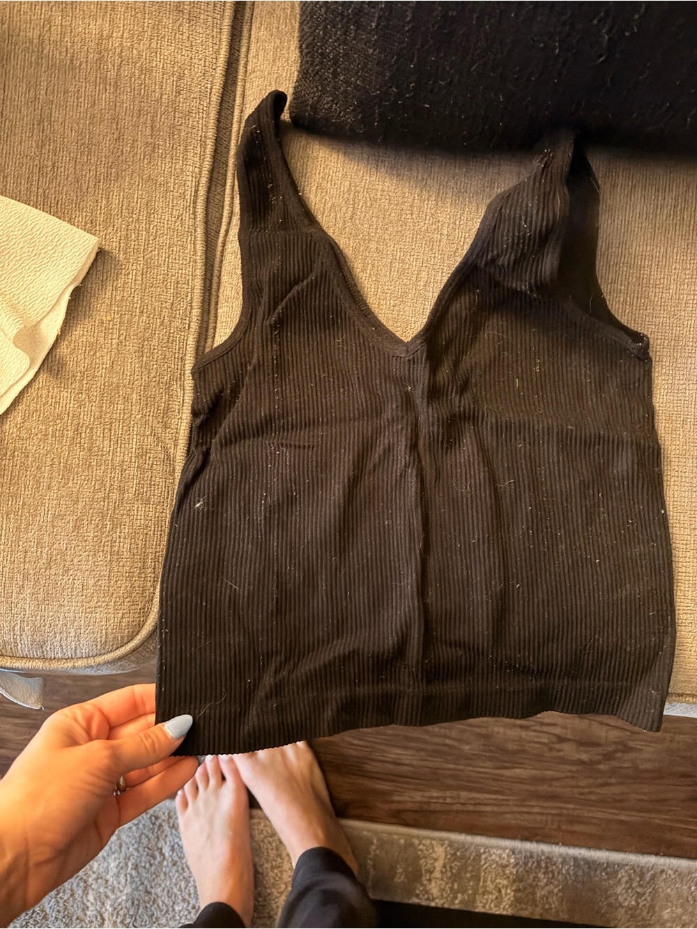 Rue21 Black Ribbed V-Neck Tank